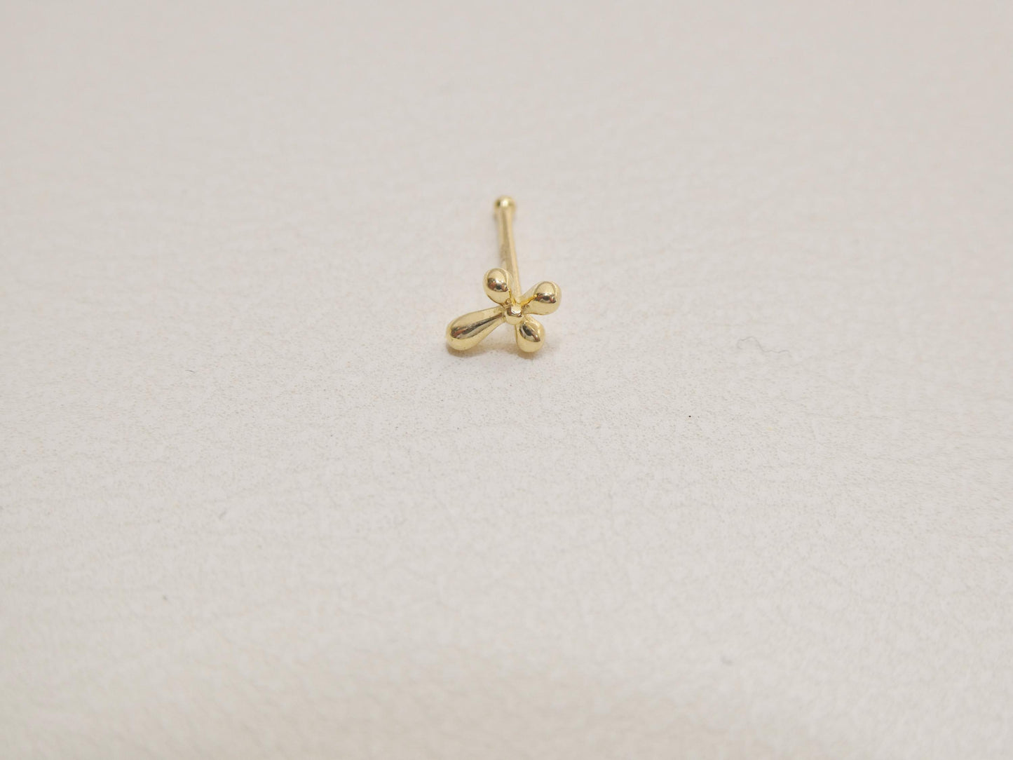 14k Real Solid Yellow Gold Cross Nose Rings