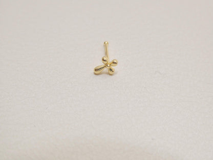 14k Real Solid Yellow Gold Cross Nose Rings