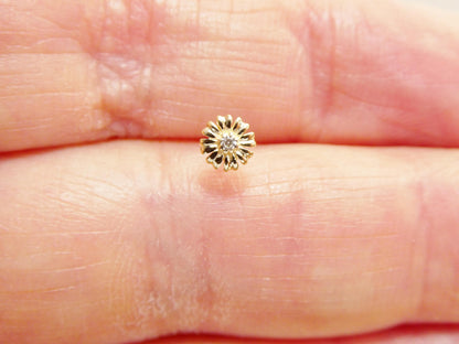 14k Real Solid Yellow Gold Flower Nose Rings