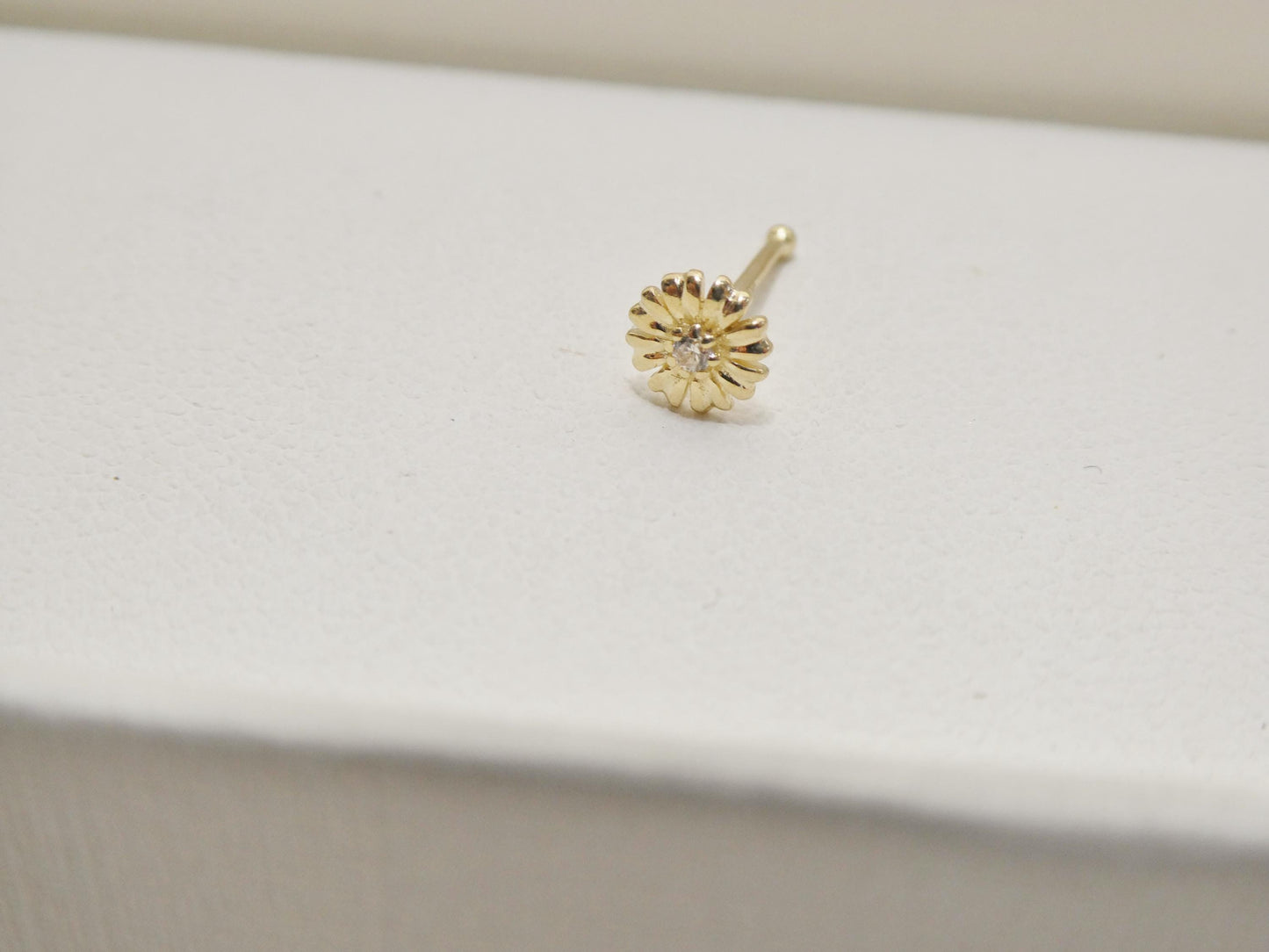 14k Real Solid Yellow Gold Flower Nose Rings