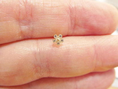 14k Real Solid Yellow Gold Flower Nose Rings