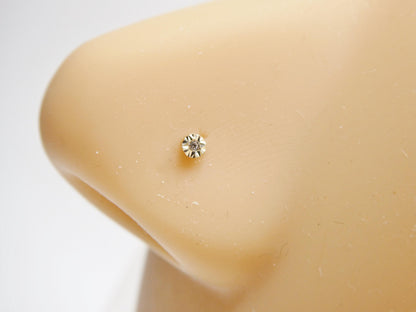 14k Real Solid Yellow Gold Small Tiny Nose Rings