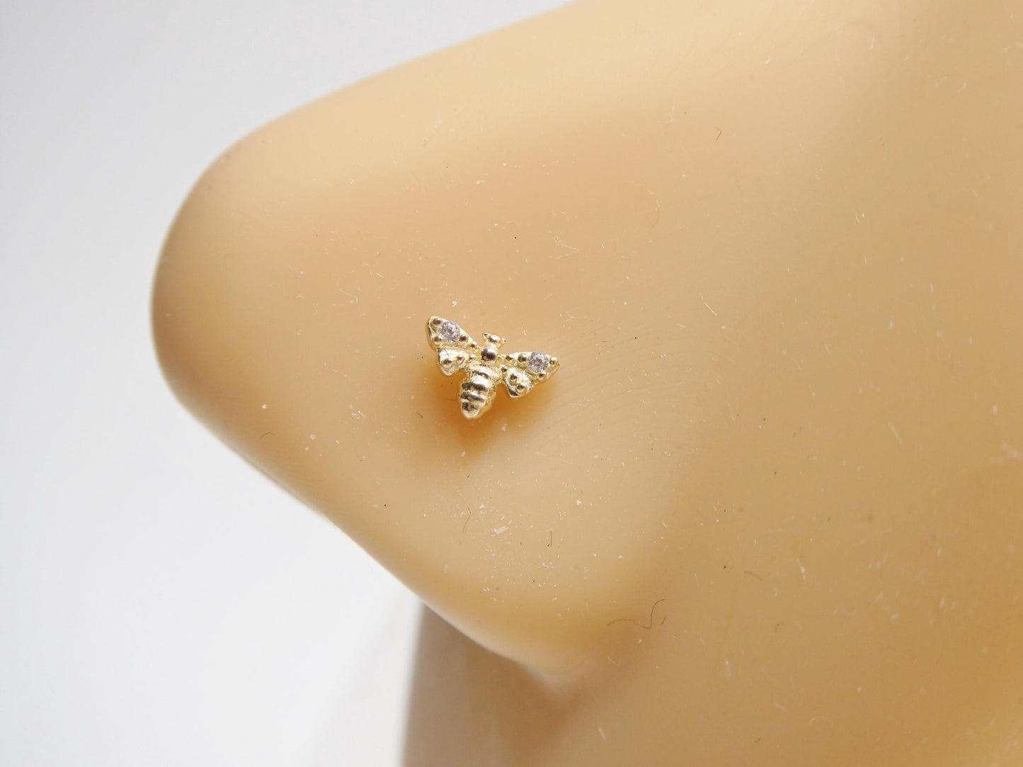 14k Real Solid Yellow Gold Honeybee Nose Rings