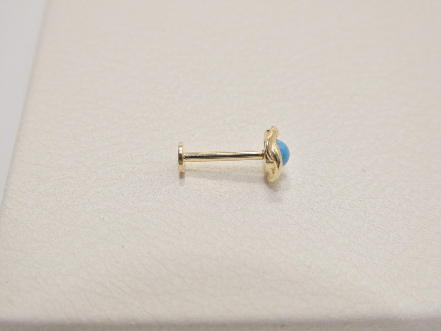 14k Real Solid Yellow Gold Cartilage Turquoise Body Ring Piercing