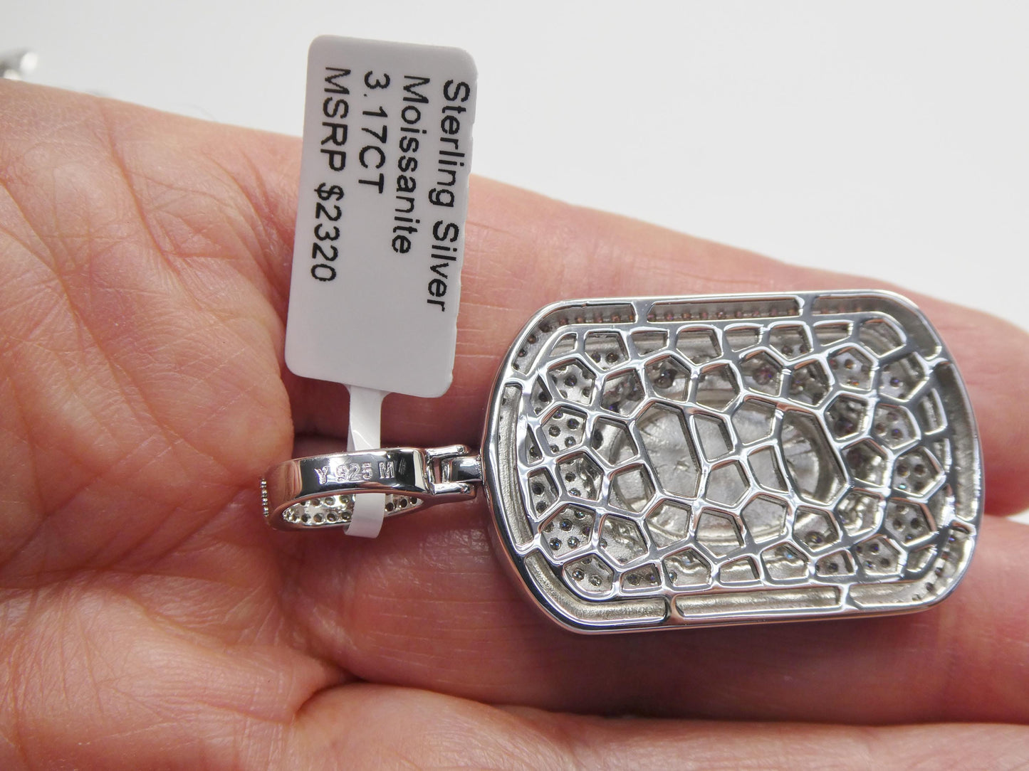 Sterling Silver Santa Muerte Medallion with Moissanite stone