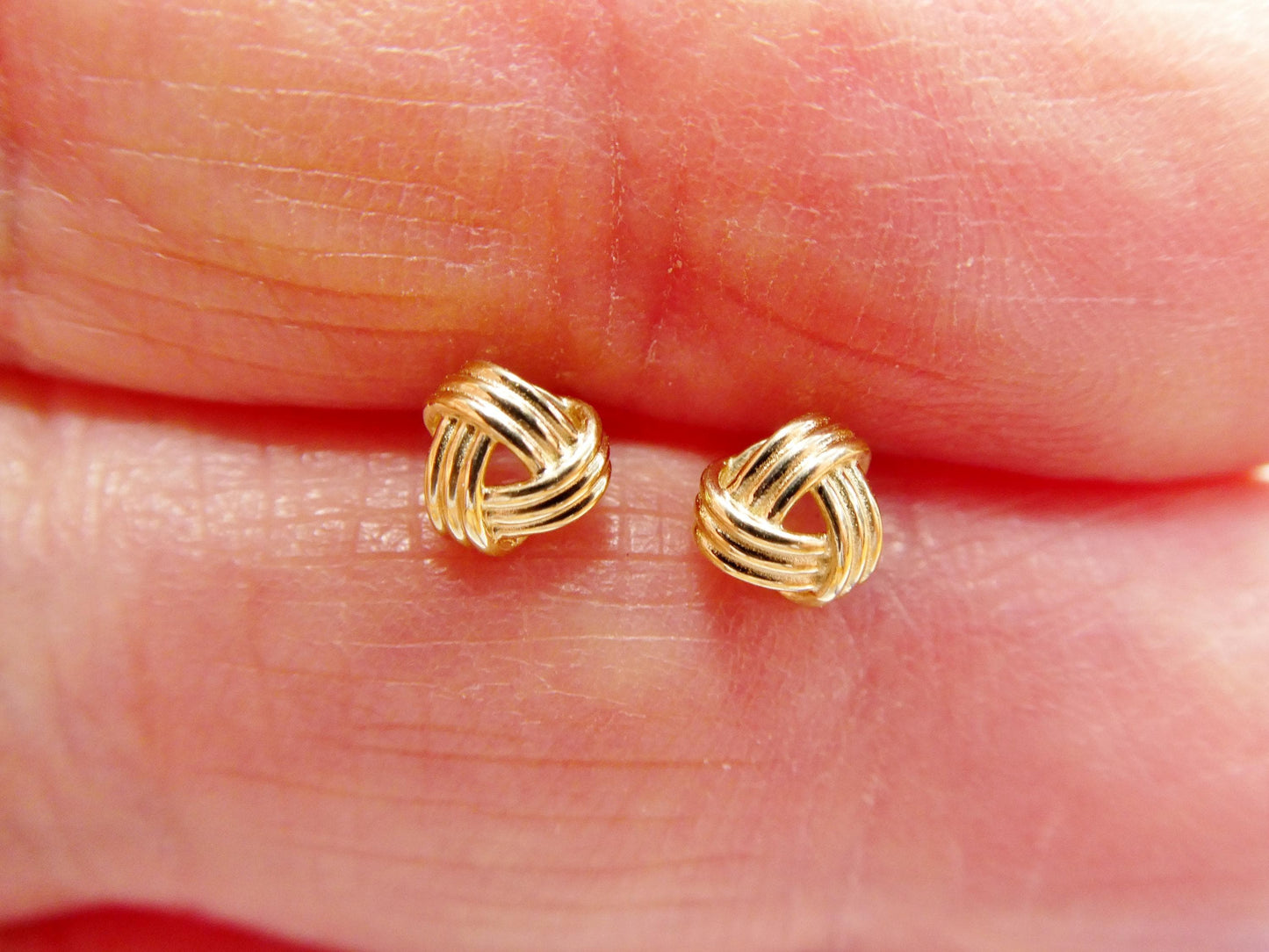 Real 10k Solid Yellow Gold Push Post Small Love Knot Stud Earrings