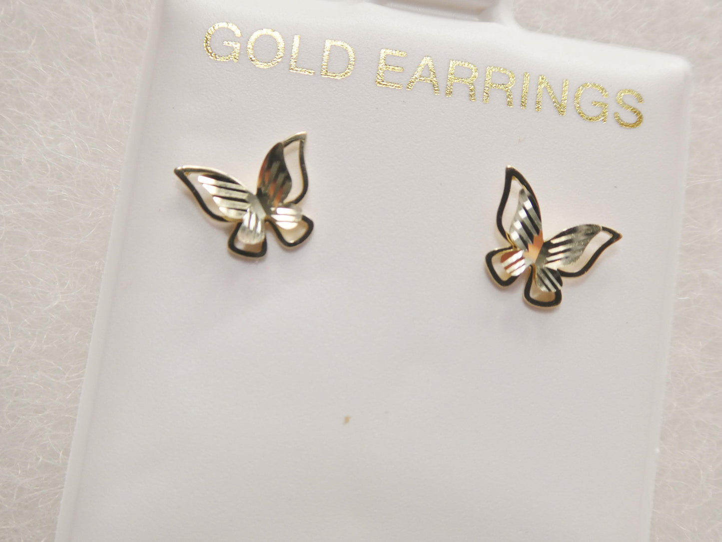 10k Real Solid Gold Butterfly Push Post Earrings