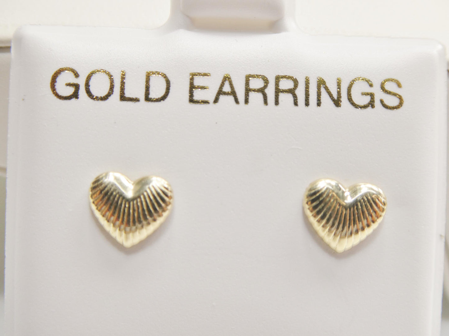 10k Real Solid Yellow Gold Design Heart Push Back Earrings