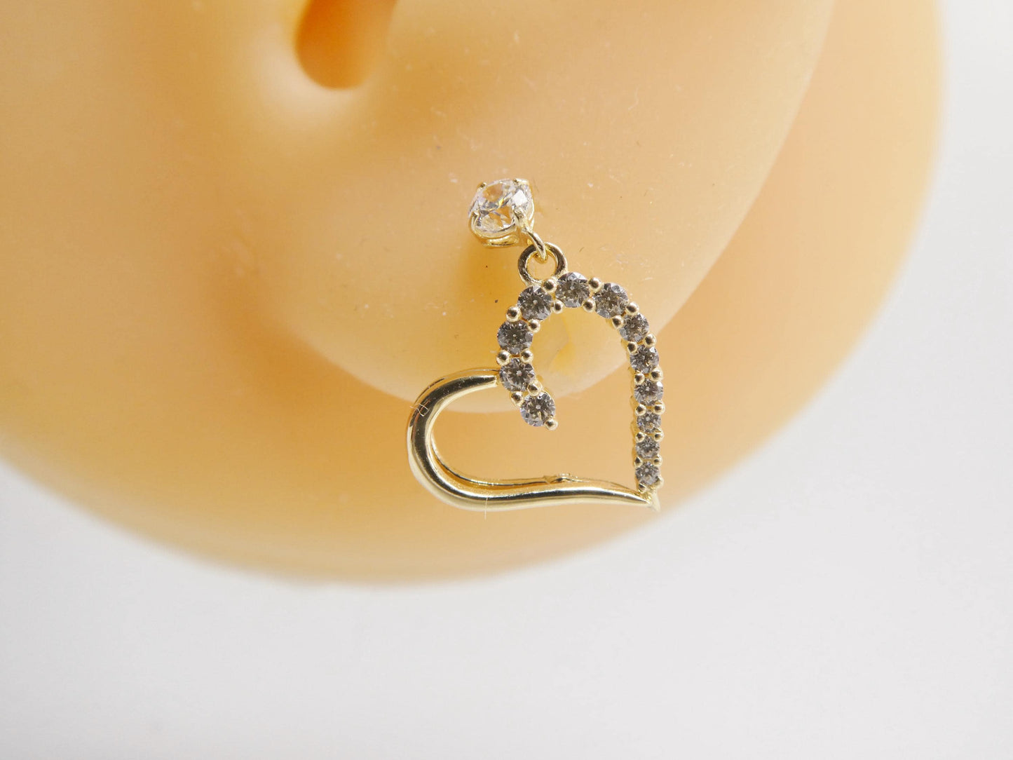 10k Real Solid Gold Heart Dangling Push Back Earrings