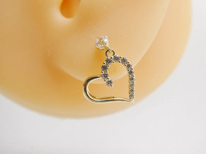 10k Real Solid Gold Heart Dangling Push Back Earrings