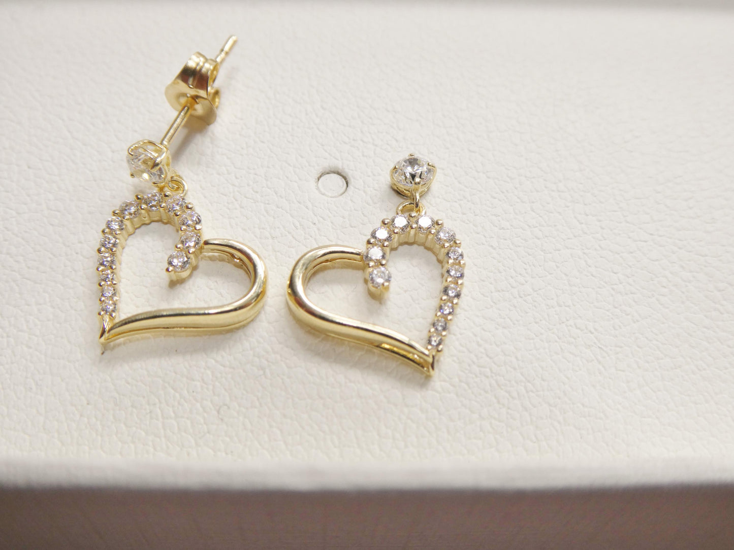 10k Real Solid Gold Heart Dangling Push Back Earrings