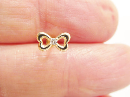 14k Real Solid Yellow Gold Cartilage Bow Body Ring Piercing