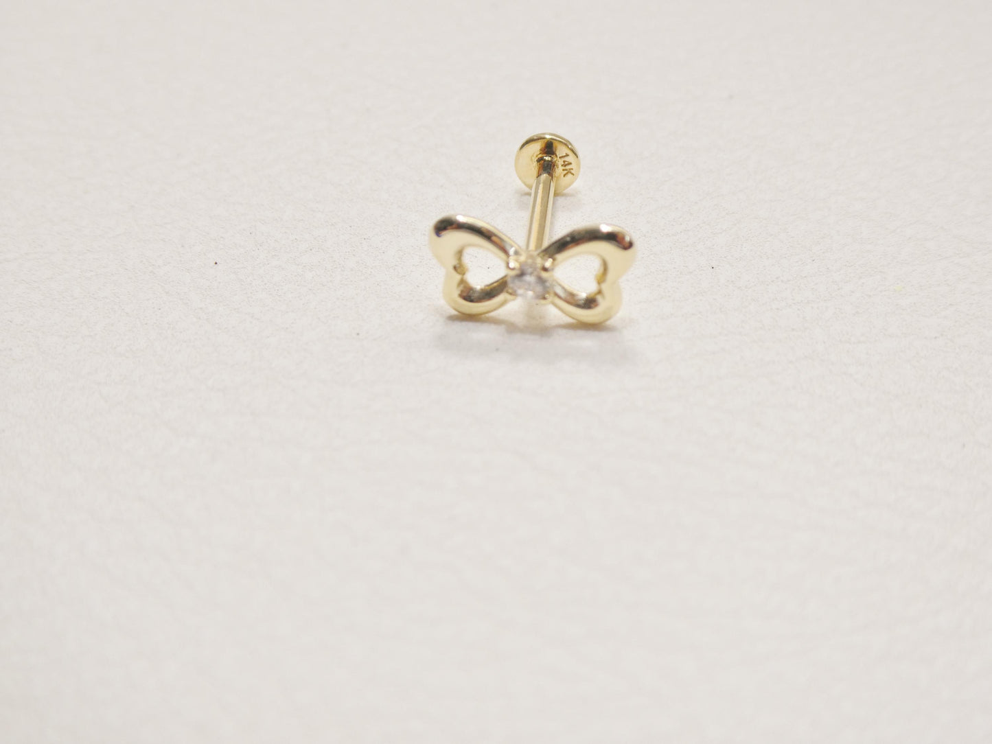 14k Real Solid Yellow Gold Cartilage Bow Body Ring Piercing