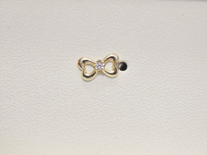 14k Real Solid Yellow Gold Cartilage Bow Body Ring Piercing