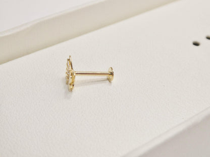 14k Real Solid Yellow Gold Cartilage Butterfly Body Ring Piercing