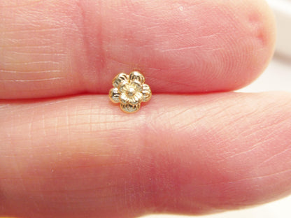 14k Real Solid Yellow Gold Cartilage Flower Body Ring Piercing