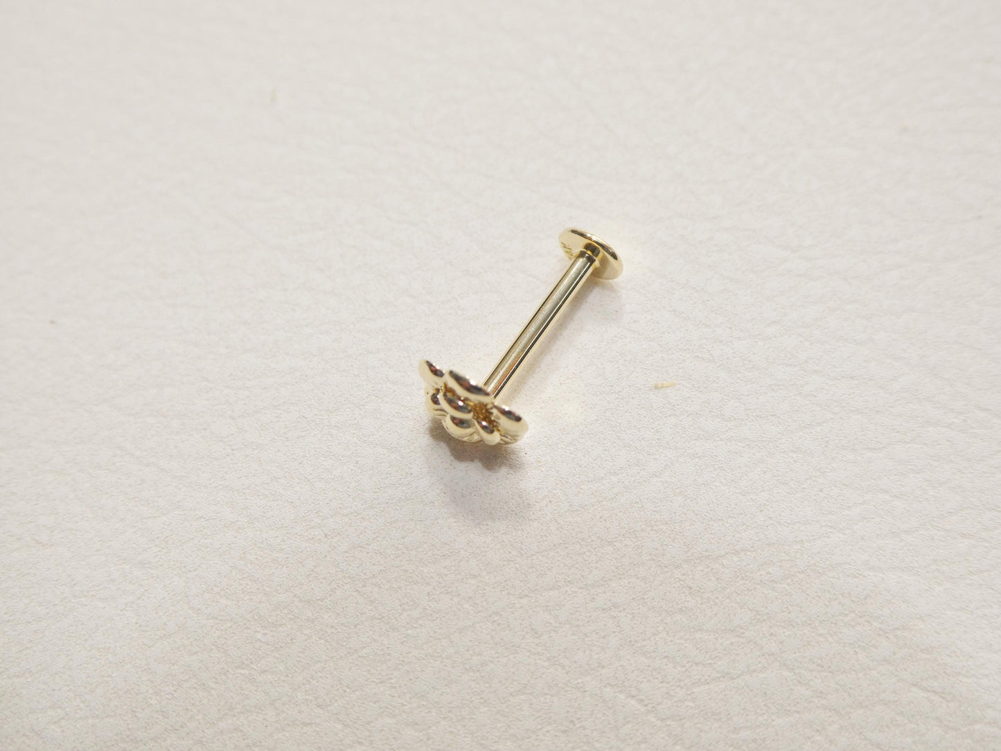 14k Real Solid Yellow Gold Cartilage Flower Body Ring Piercing