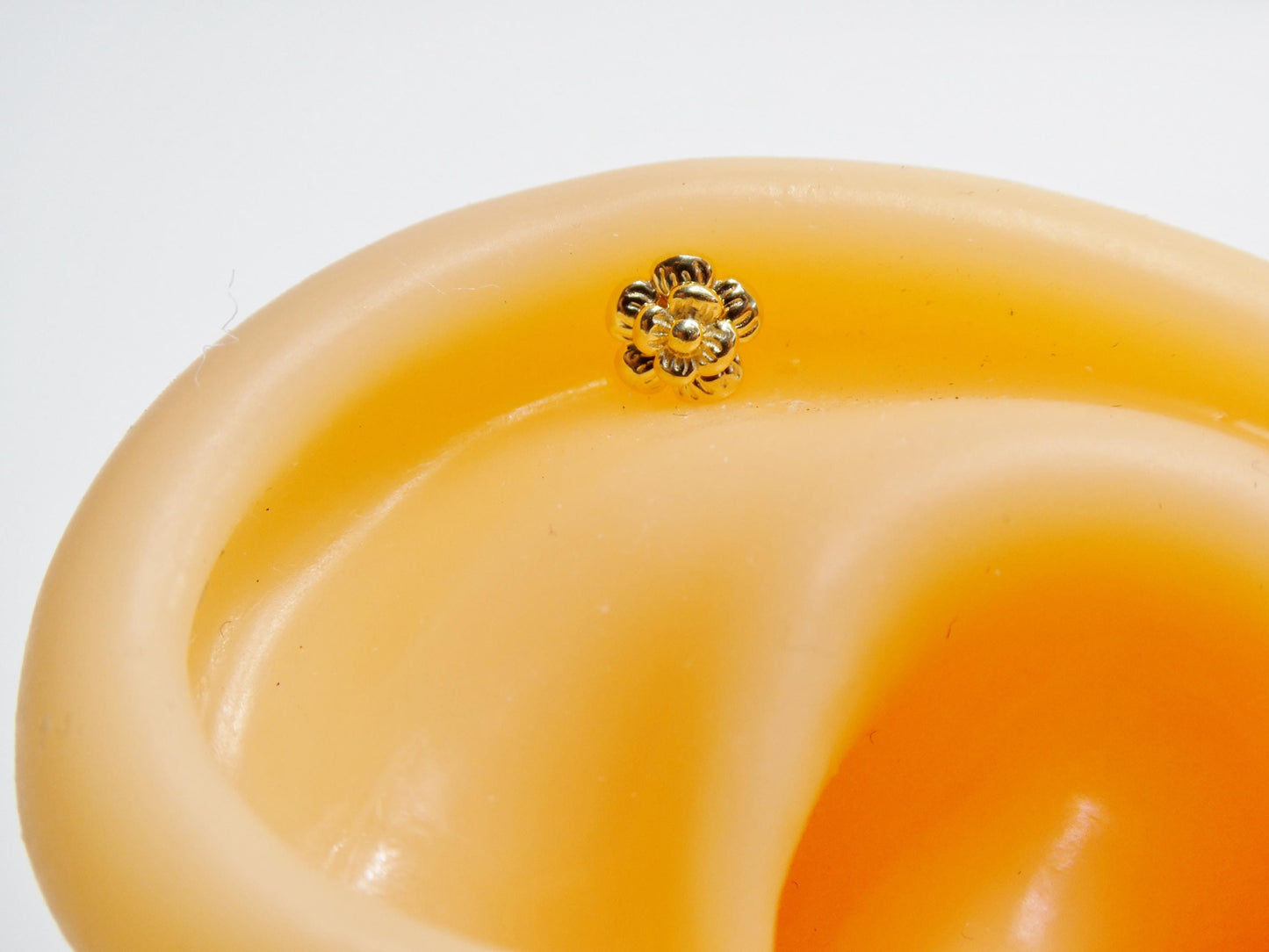 14k Real Solid Yellow Gold Cartilage Flower Body Ring Piercing