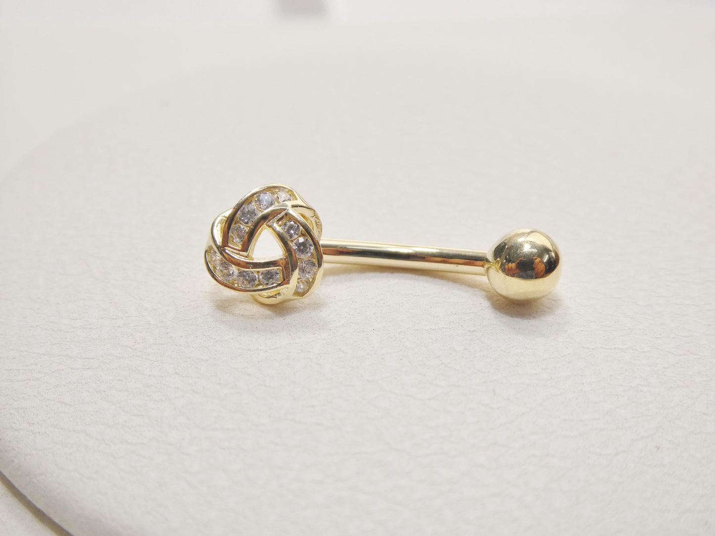 14k Real Solid Yellow Gold Love Knot Belly Button Ring Piercing