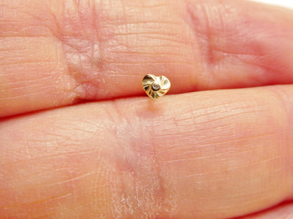14k Real Solid Yellow Gold Small Heart Nose Rings