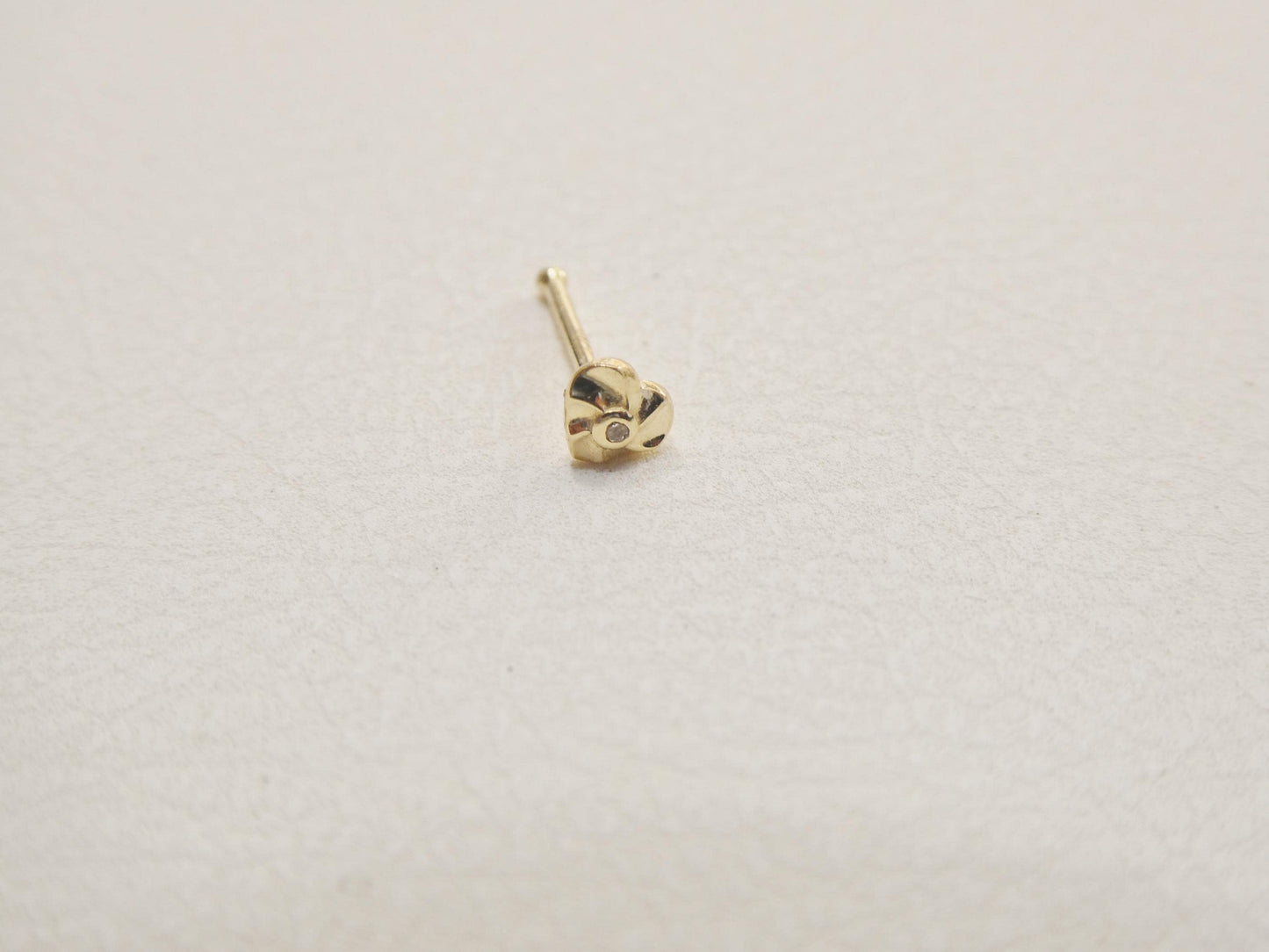 14k Real Solid Yellow Gold Small Heart Nose Rings
