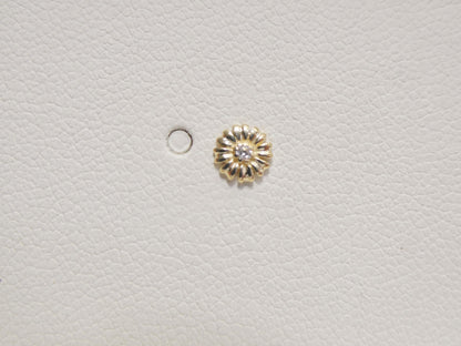 14k Real Solid Yellow Gold Flower Nose Rings