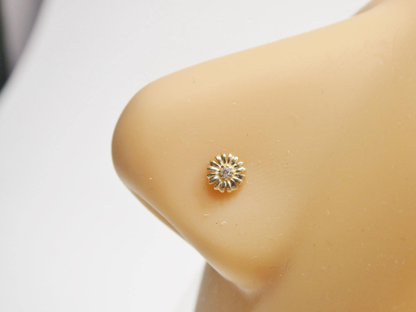 14k Real Solid Yellow Gold Flower Nose Rings