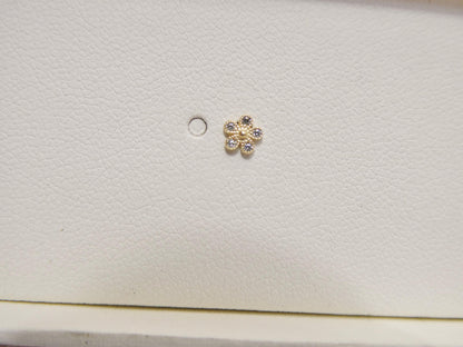 14k Real Solid Yellow Gold Flower Nose Rings