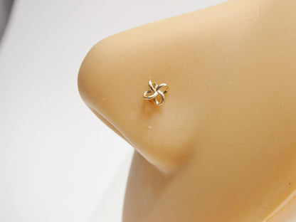 14k Real Solid Yellow Gold Flower Nose Rings