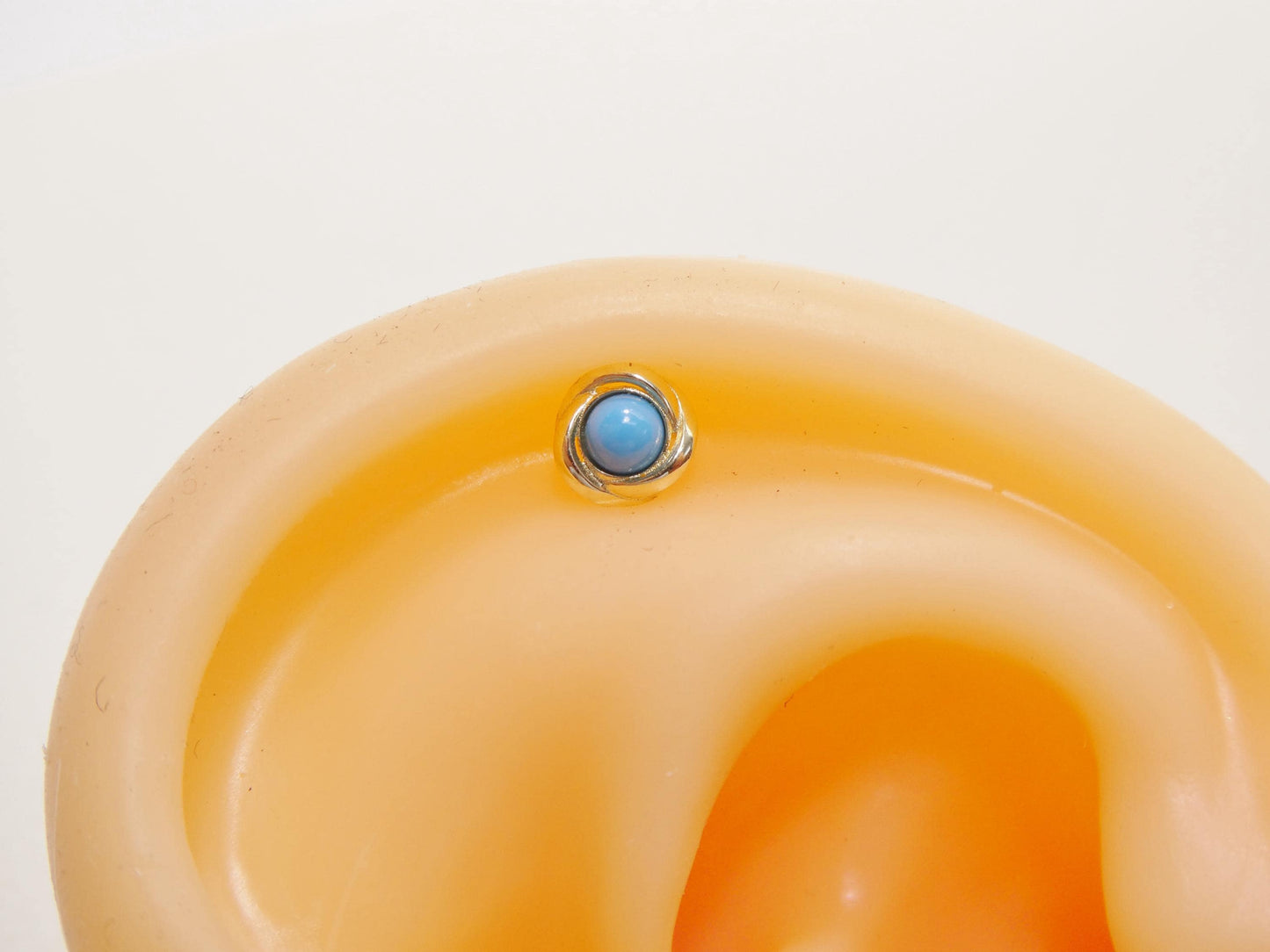 14k Real Solid Yellow Gold Cartilage Turquoise Body Ring Piercing
