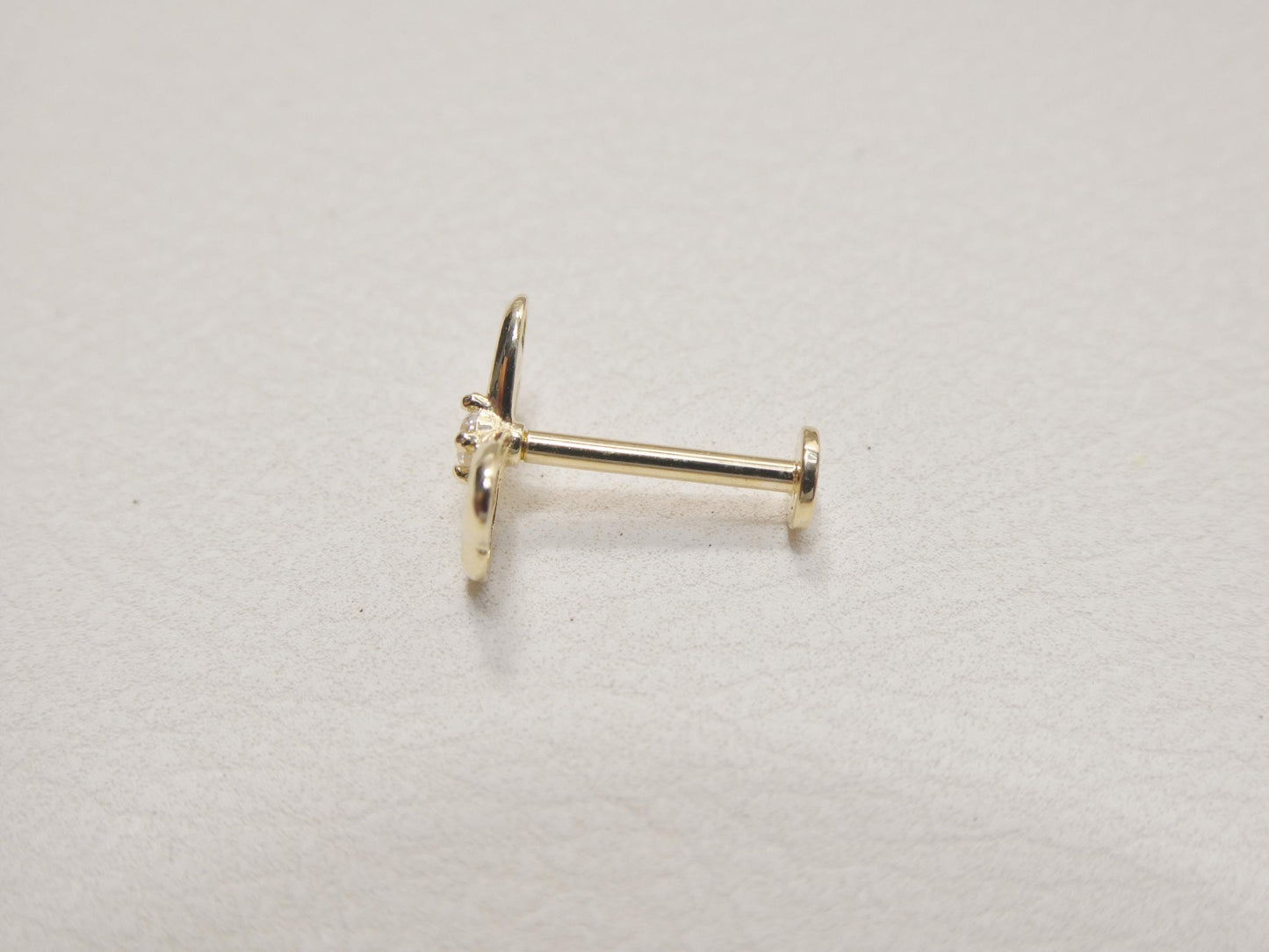 14k Real Solid Yellow Gold Cartilage Bow Body Ring Piercing