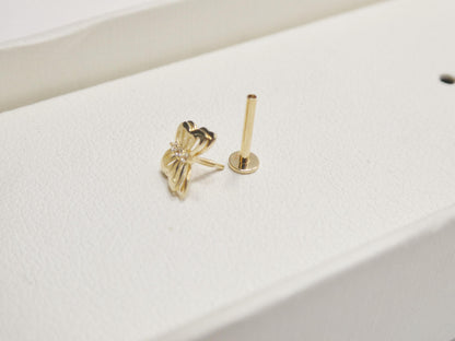 14k Real Solid Yellow Gold Cartilage Butterfly Body Ring Piercing