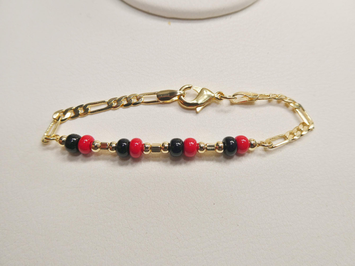 Azabache Boy Girl Baby Bracelet 18k Gold Filled Figaro Bracelet