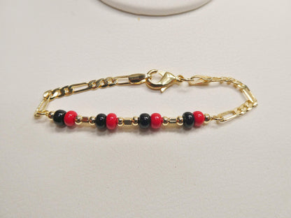 Azabache Boy Girl Baby Bracelet 18k Gold Filled Figaro Bracelet
