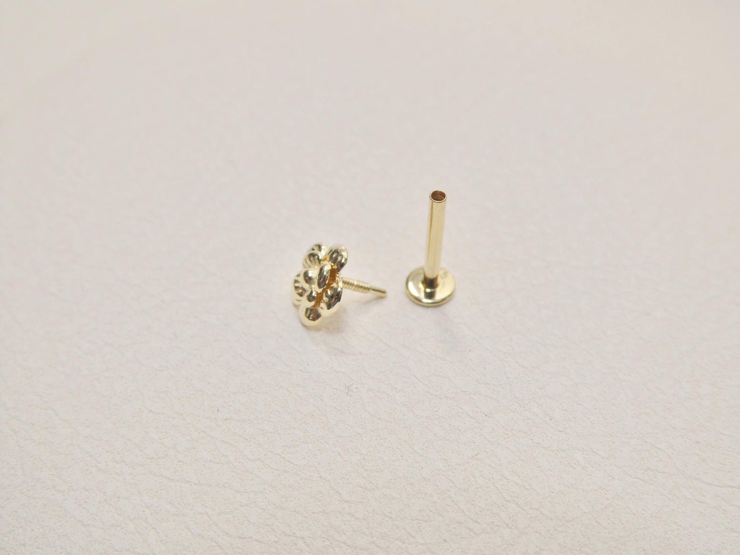 14k Real Solid Yellow Gold Cartilage Flower Body Ring Piercing
