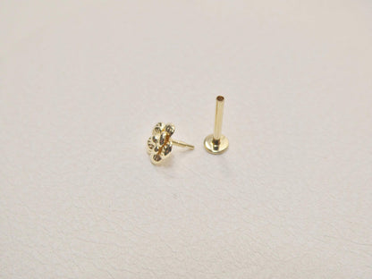 14k Real Solid Yellow Gold Cartilage Flower Body Ring Piercing
