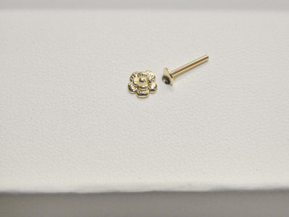 14k Real Solid Yellow Gold Cartilage Flower Body Ring Piercing