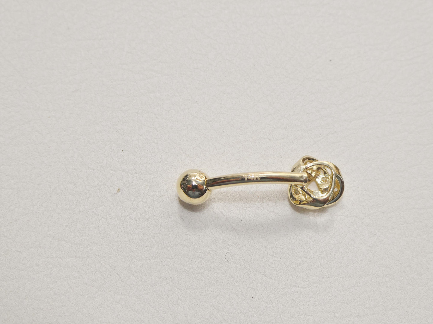 14k Real Solid Yellow Gold Love Knot Belly Button Ring Piercing