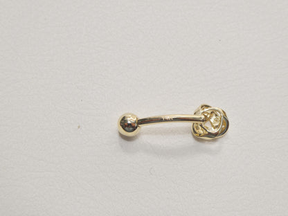 14k Real Solid Yellow Gold Love Knot Belly Button Ring Piercing
