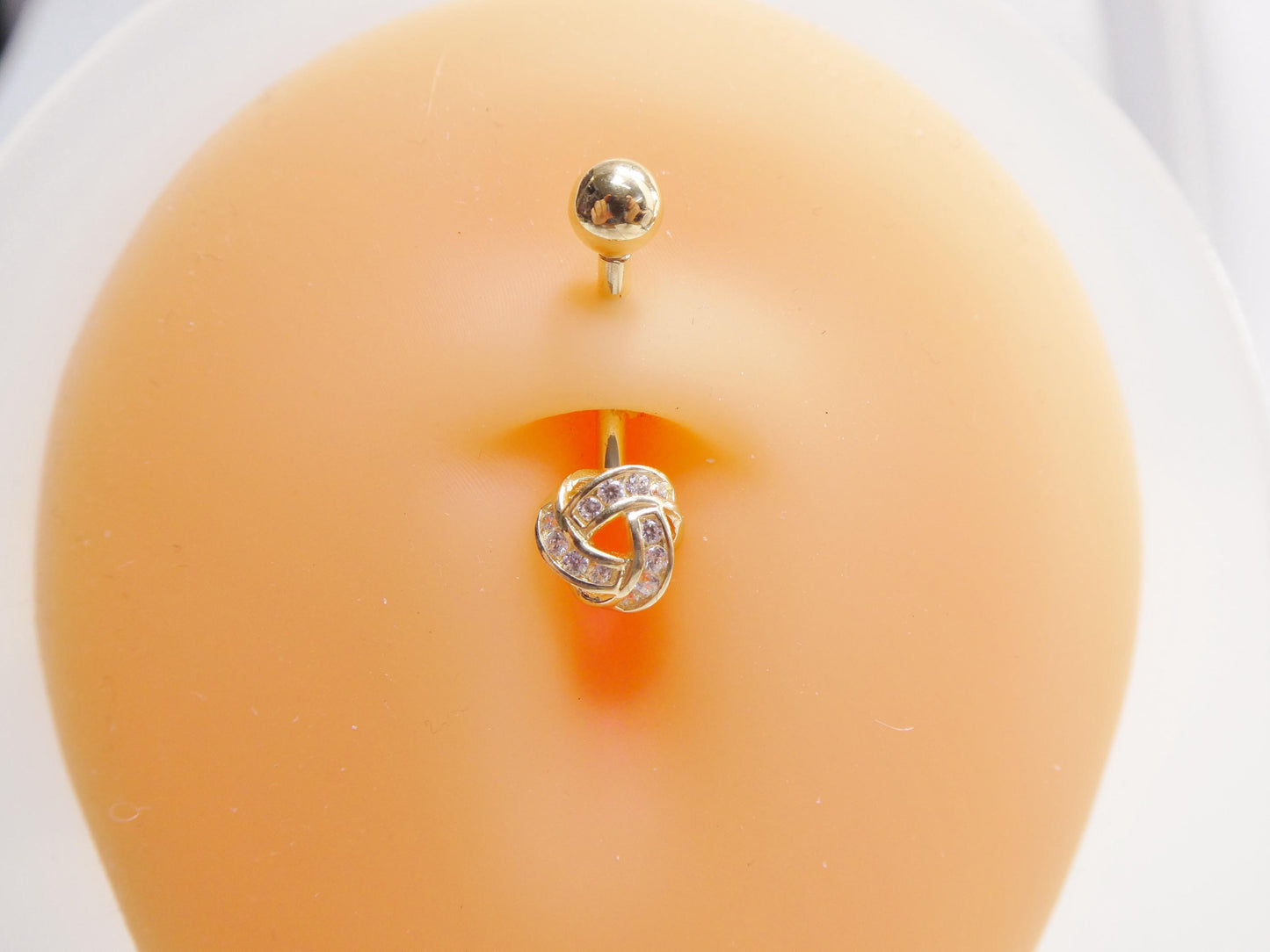 14k Real Solid Yellow Gold Love Knot Belly Button Ring Piercing