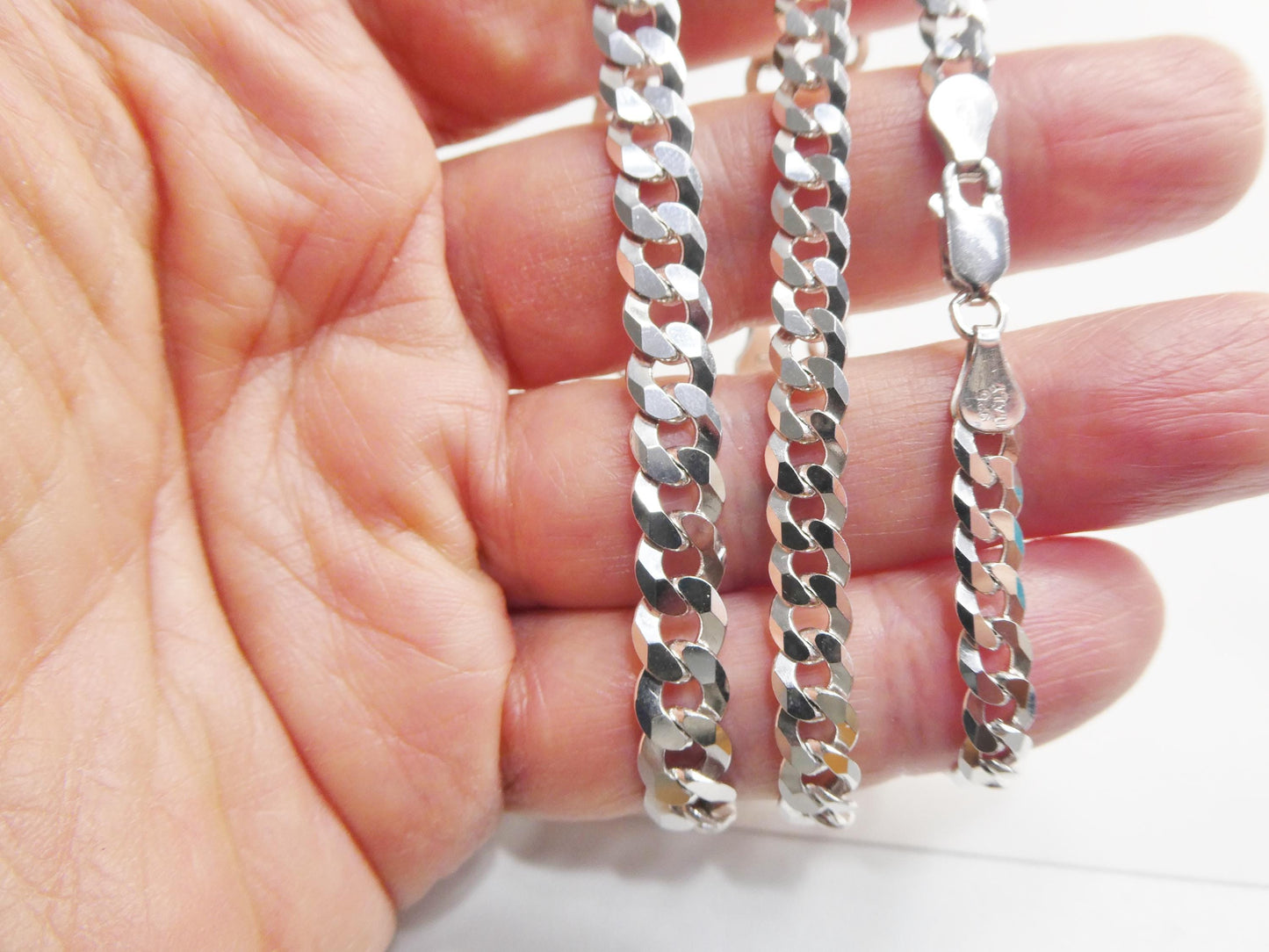 Real 925 Sterling Silver 8 Inch Curb Bracelet