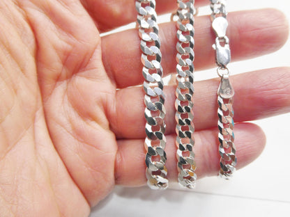 Real 925 Sterling Silver 8 Inch Curb Bracelet