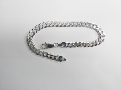Real 925 Sterling Silver 8 Inch Curb Bracelet