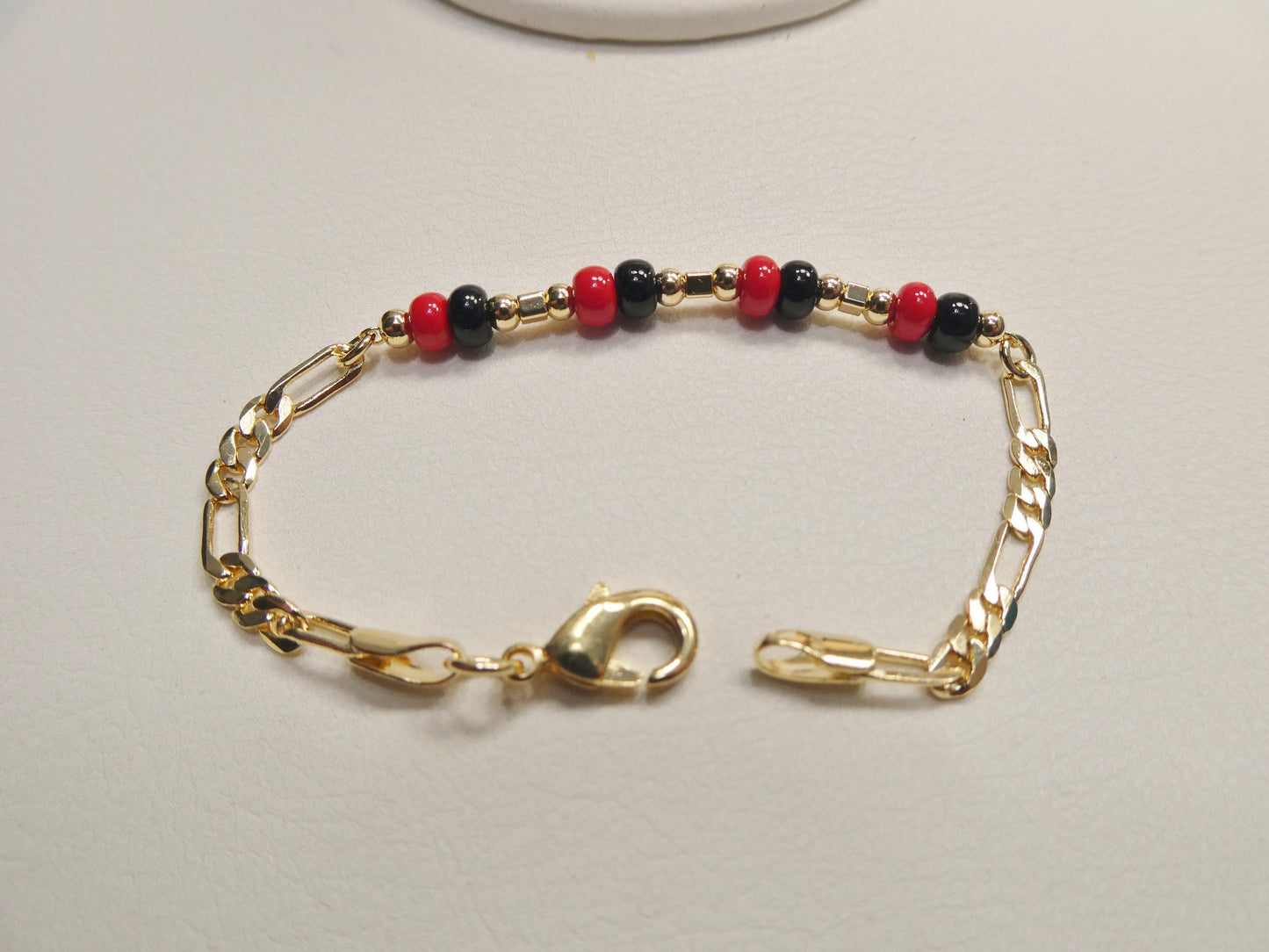 Azabache Boy Girl Baby Bracelet 18k Gold Filled Figaro Bracelet