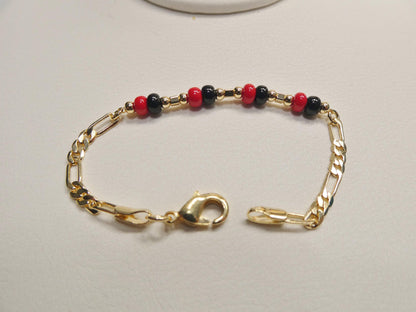 Azabache Boy Girl Baby Bracelet 18k Gold Filled Figaro Bracelet
