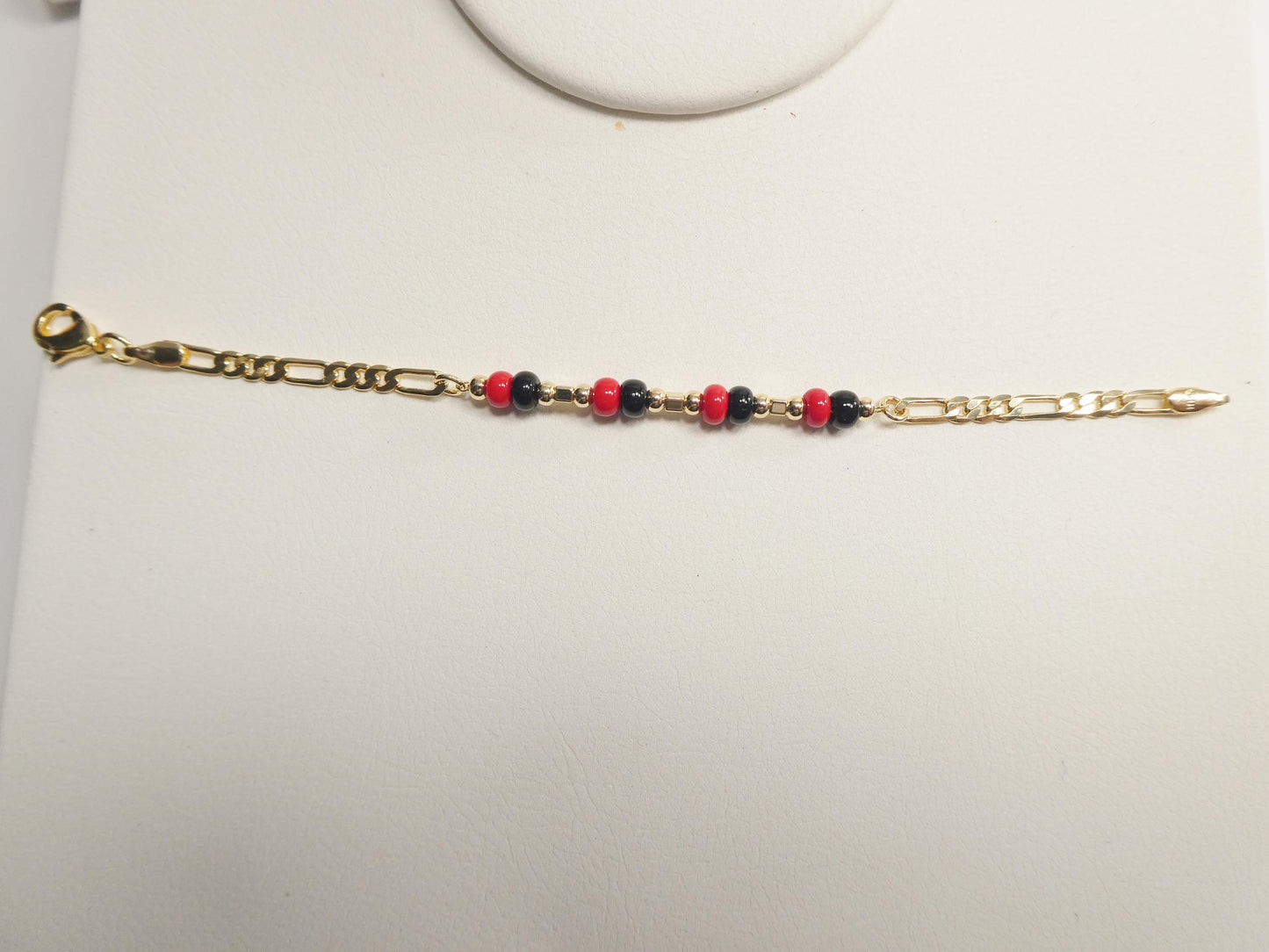 Azabache Boy Girl Baby Bracelet 18k Gold Filled Figaro Bracelet