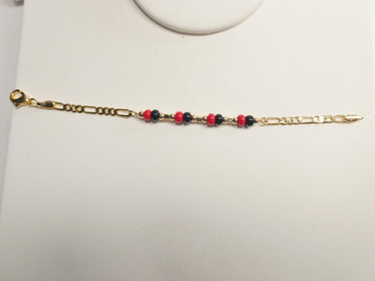 Azabache Boy Girl Baby Bracelet 18k Gold Filled Figaro Bracelet