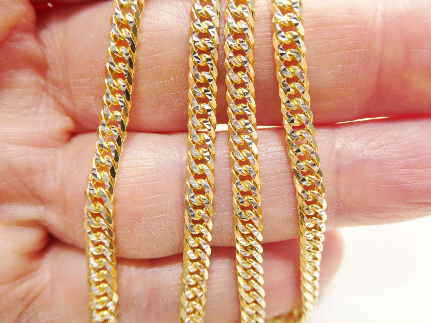 Real 925 Sterling Silver 4mm Double Link Diamond Cut Chain Necklace