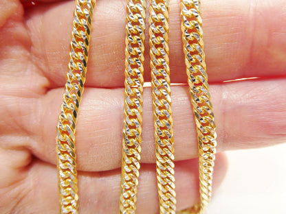 Real 925 Sterling Silver 4mm Double Link Diamond Cut Chain Necklace