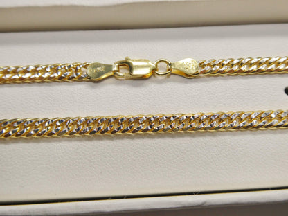 Real 925 Sterling Silver 4mm Double Link Diamond Cut Chain Necklace